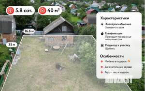 Дача 40м², 2-этажный, участок 6 сот.