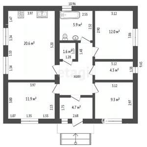 Дом 92м², 1-этажный, участок 6 сот.