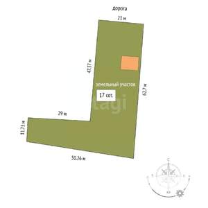 Дом 50м², 1-этажный, участок 17 сот.