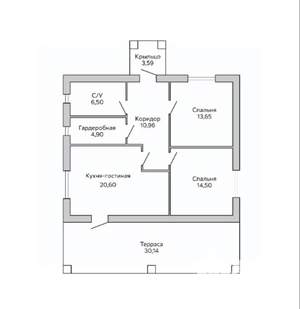 Дом 70м², 1-этажный, участок 6 сот.