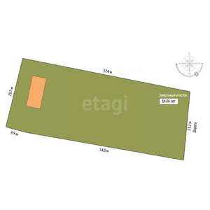 Дом 46м², 1-этажный, участок 14 сот.