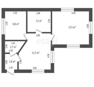 Дом 54м², 1-этажный, участок 12 сот.  