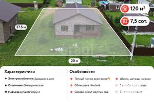 Дом 120м&sup2;, 1-этажный, участок 8 сот.  