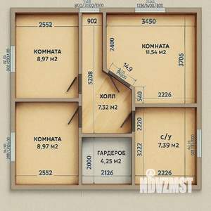 Дом 120м², 2-этажный, участок 6 сот.  