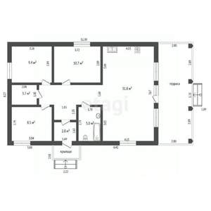 Дом 123м², 1-этажный, участок 15 сот.  