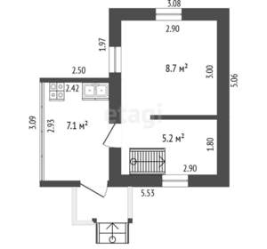 Дом 32м², 2-этажный, участок 6 сот.  