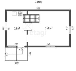Дом 40м², 2-этажный, участок 9 сот.  