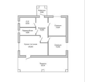 Дом 70м², 1-этажный, участок 0 сот.  