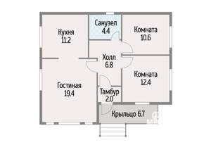 Дом 75м², 1-этажный, участок 8 сот.  