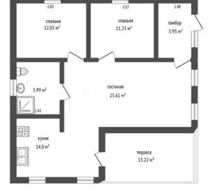 Дом 90м², 1-этажный, участок 6 сот.  