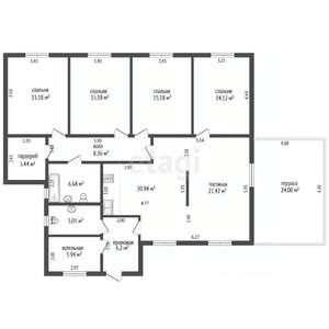 Дом 168м&sup2;, 1-этажный, участок 15 сот.  