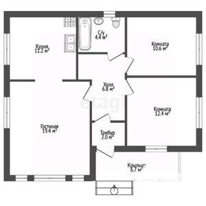 Дом 70м², 1-этажный, участок 8 сот.  