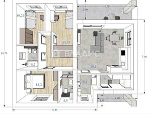 Дом 96м&sup2;, 1-этажный, участок 10 сот.  