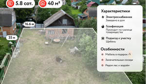 Дача 40м², 2-этажный, участок 6 сот.  