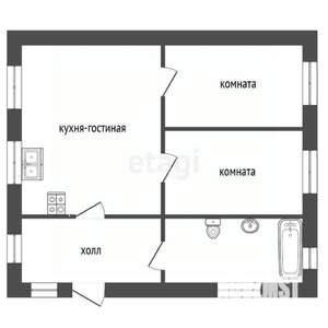 Дом 54м², 1-этажный, участок 12 сот.  
