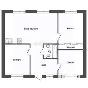 Дом 100м&sup2;, 1-этажный, участок 4 сот.  