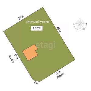 Дом 50м², 1-этажный, участок 12 сот.  