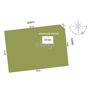 Дом 100м&sup2;, 1-этажный, участок 10 сот.  