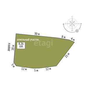 Дом 56м², 1-этажный, участок 8 сот.  