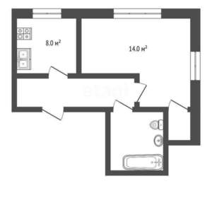 1-к квартира, на длительный срок, 31м2, 2/2 этаж