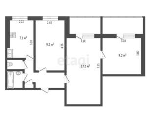 3-к квартира, вторичка, 52м2, 9/9 этаж