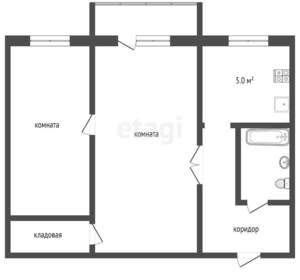 2-к квартира, вторичка, 44м2, 5/5 этаж