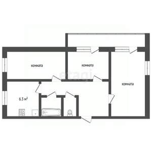 3-к квартира, вторичка, 62м2, 5/5 этаж