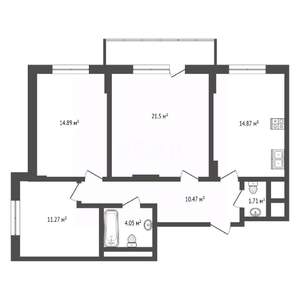 3-к квартира, вторичка, 81м2, 1/5 этаж