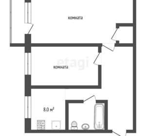 2-к квартира, вторичка, 52м2, 2/10 этаж