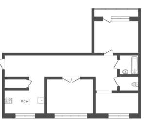 3-к квартира, вторичка, 66м2, 7/9 этаж