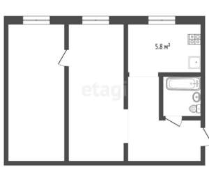 2-к квартира, вторичка, 44м2, 1/5 этаж