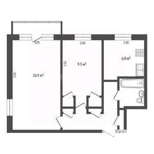 2-к квартира, вторичка, 42м2, 4/5 этаж