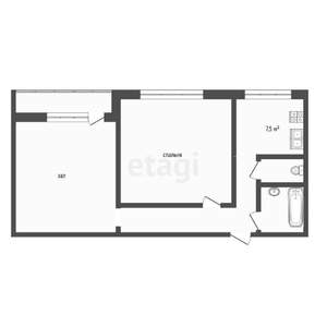 2-к квартира, вторичка, 43м2, 9/9 этаж