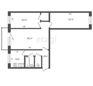 3-к квартира, вторичка, 57м2, 2/5 этаж