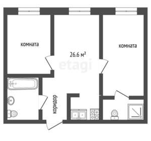 2-к квартира, вторичка, 77м2, 2/12 этаж