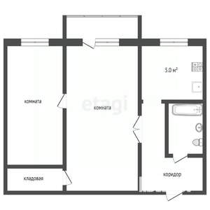 2-к квартира, вторичка, 44м2, 5/5 этаж