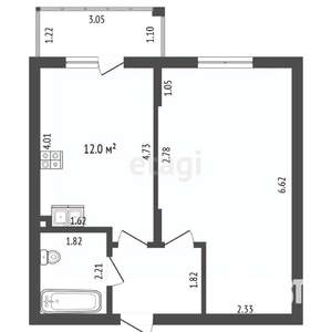 1-к квартира, вторичка, 43м2, 1/3 этаж