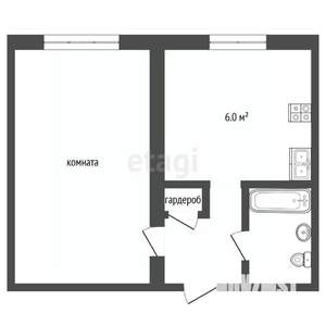 1-к квартира, вторичка, 22м2, 5/5 этаж