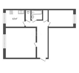 2-к квартира, вторичка, 49м2, 1/2 этаж