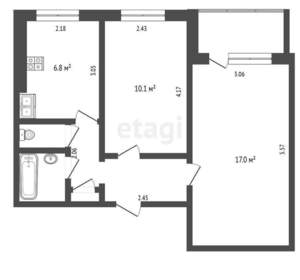 2-к квартира, вторичка, 43м2, 7/9 этаж