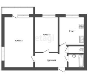 2-к квартира, вторичка, 51м2, 7/9 этаж
