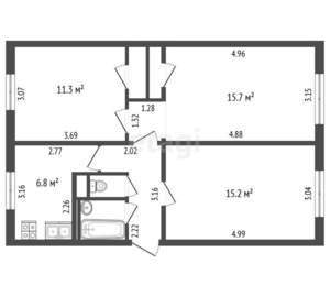 3-к квартира, вторичка, 60м2, 5/5 этаж