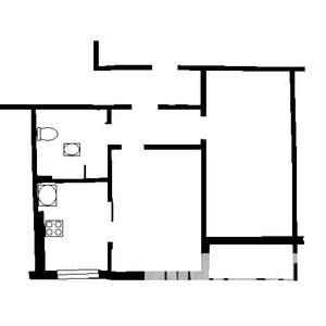 2-к квартира, вторичка, 43м2, 1/9 этаж