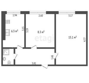 2-к квартира, вторичка, 37м2, 2/4 этаж