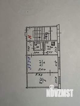 2-к квартира, вторичка, 44м2, 1/5 этаж