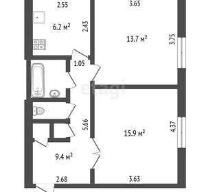 2-к квартира, вторичка, 50м2, 1/2 этаж
