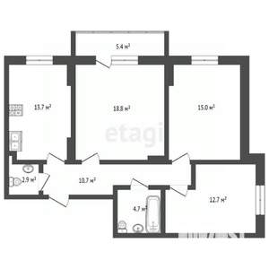 3-к квартира, вторичка, 80м2, 1/3 этаж
