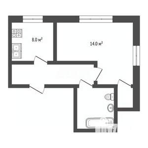 1-к квартира, вторичка, 31м2, 2/2 этаж