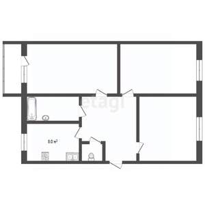 3-к квартира, вторичка, 59м2, 2/4 этаж