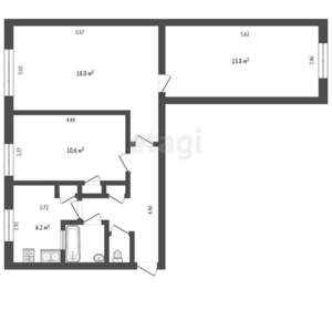 3-к квартира, вторичка, 60м2, 1/2 этаж